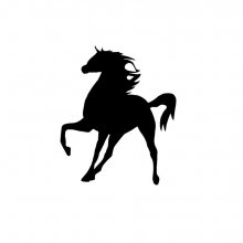 Modelo de parede ou placa de porta de madeira: cavalo galopante 37x47 cm preto