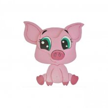 Modelo de parede ou placa de porta de madeira: manga de leitão chibi 21x20 cm rosa