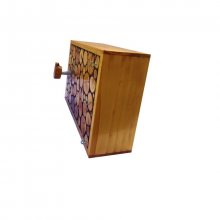 Porta revestimentos de parede rectangular feito de toros de madeira cor de mel com 1 gancho e chaveiro 30x20 cm