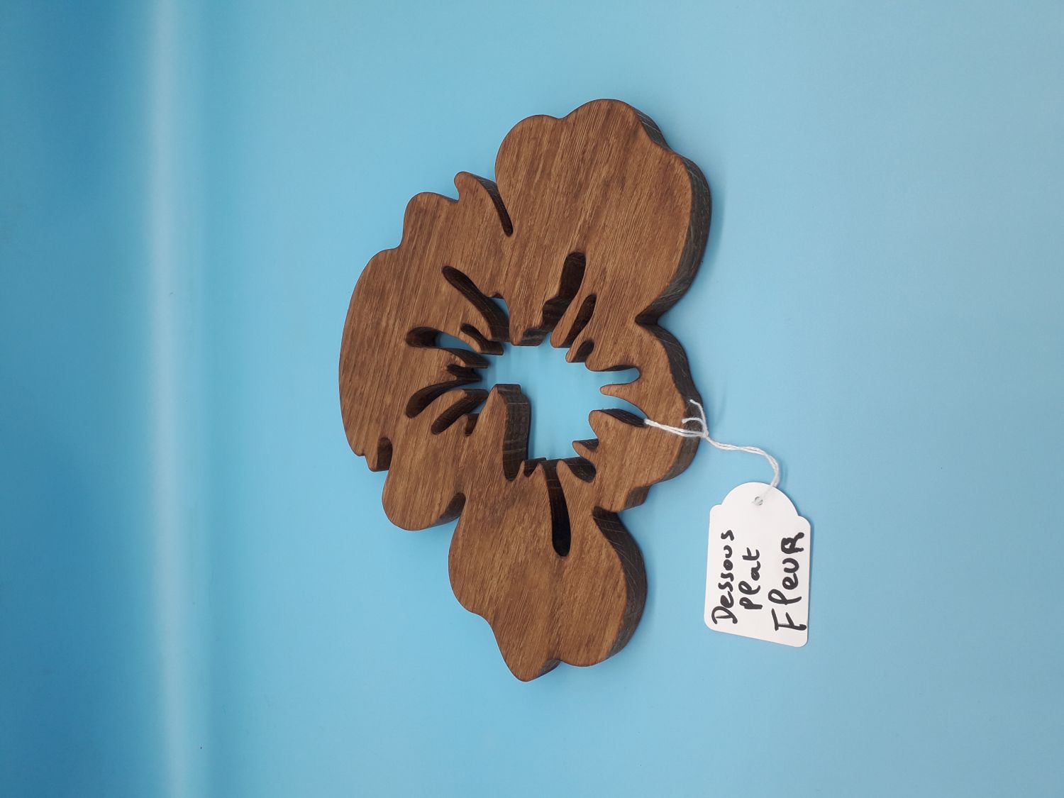 Fleur de pensée trivet em carvalho maciço de 15 mm de espessura