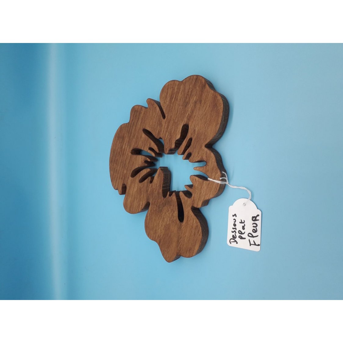 Fleur de pensée trivet em carvalho maciço de 15 mm de espessura