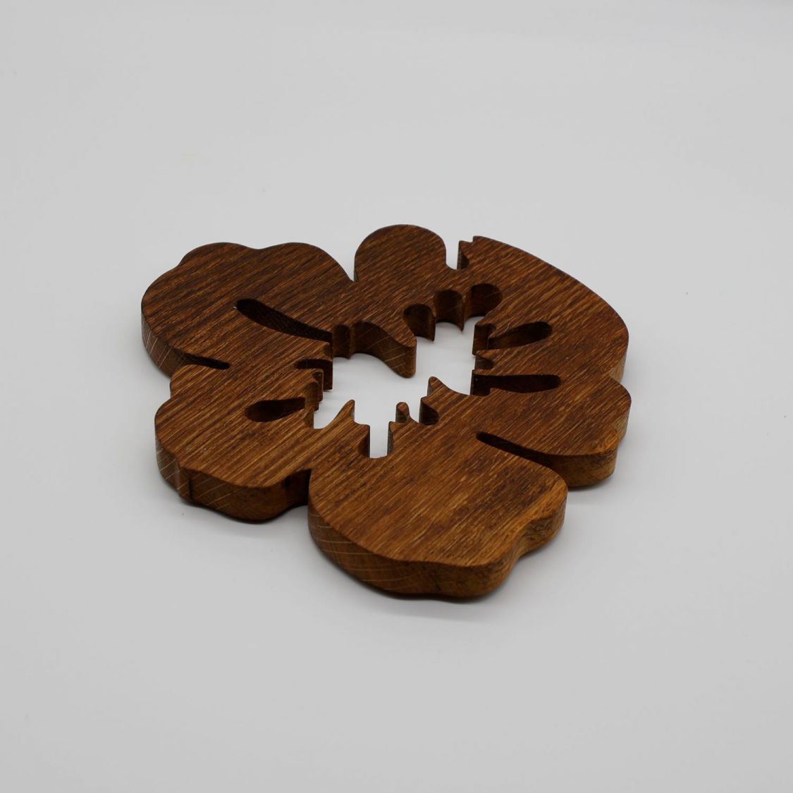 Fleur de pensée trivet em carvalho maciço de 15 mm de espessura