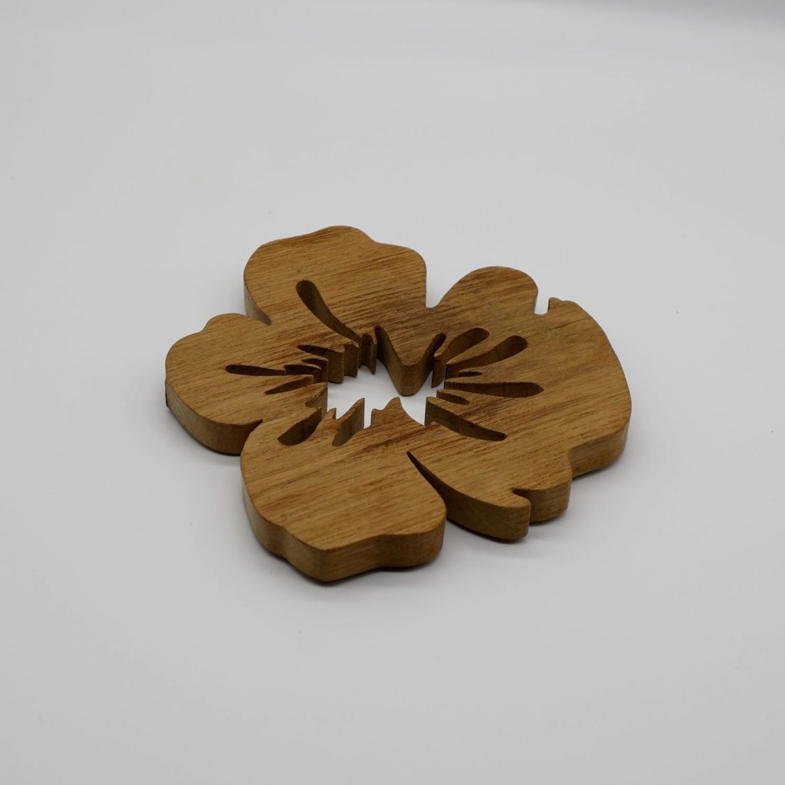 Fleur de pensée trivet em carvalho maciço de 15 mm de espessura