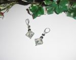 Brincos de cristal verde com diamantes em prata de 925 libras esterlinas