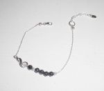 Nota musical original de bracelete e contas hematites em corrente de prata 925