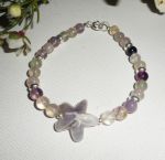 Pulseira de ametista e estrela de fluorite em prata 925
