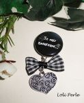 Broche de mensagem 'I love you' com arco e gota de cristal