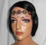 Tiara de bronze com strass de cristal Swarovski rosa e púrpura
