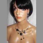 Conjunto de colar Colar original de metal soldado com pedras de cavalo e hematite