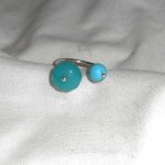 Anel original de pedra azul dupla em jade e turquenite e prata 925