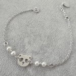 Pulseira de pérolas cultivadas com panda em prata 925