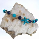 Lapis e bracelete turquesa com estrela-do-mar azul