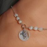 Pulseira original de prata 925/corrente de lenço com madrepérola e tarântula