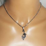 Colar Geiko sobre corrente de aço inoxidável