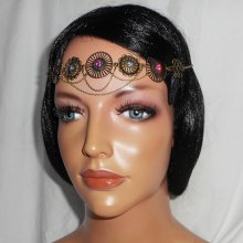 Tiara de bronze com strass de cristal Swarovski rosa e púrpura