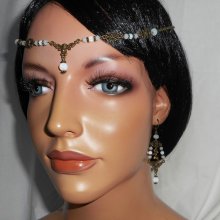 Cristal branco boémio opaco e opalino 2 em 1 tiara com desenho floral