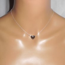 Pendente coração hematite sobre corrente de prata 925