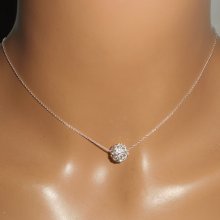 925 colar de prata com contas de cristal Swarovski numa corrente fina