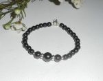 Pulseira com pedras hematita e prata 925