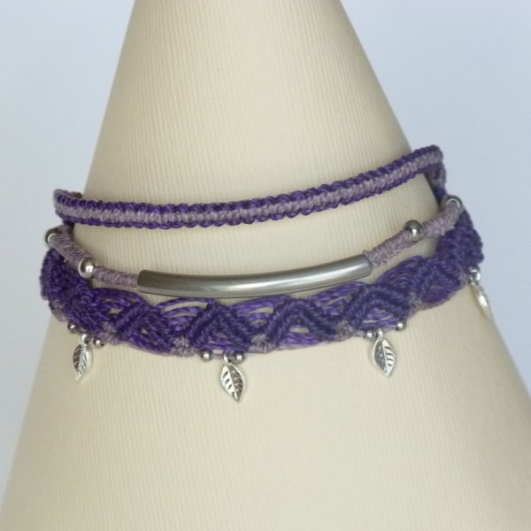 3 em 1 Pulseira Multi-Linhas Roxo e Violeta