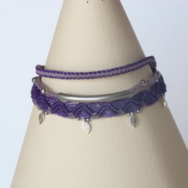 3 em 1 Pulseira Multi-Linhas Roxo e Violeta