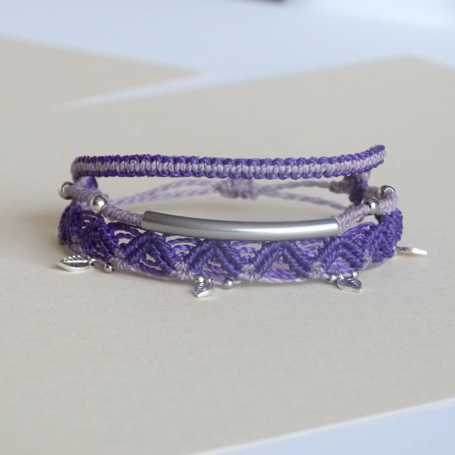 3 em 1 Pulseira Multi-Linhas Roxo e Violeta