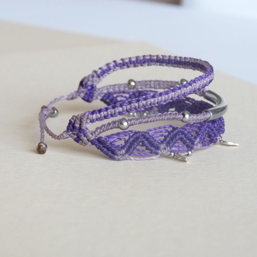 3 em 1 Pulseira Multi-Linhas Roxo e Violeta