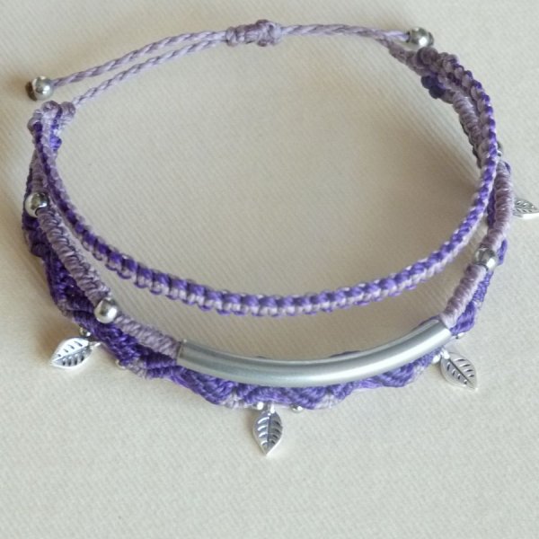 3 em 1 Pulseira Multi-Linhas Roxo e Violeta