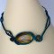 Colar micromacramé azul de pato com uma pedra natural, o olho de tigre