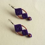 Brincos de micro macramé, púrpura