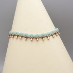 Anklet em micro-macramé 'verde menta de água