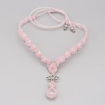 Colar micromacramé rosa com duas contas de quartzo 