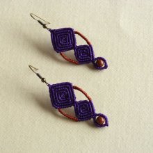 Brincos de micro macramé, púrpura