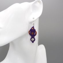 Brincos de micro macramé roxo com gancho de prata 925