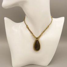 Colar micromacramé dourado com obsidiana dourada 