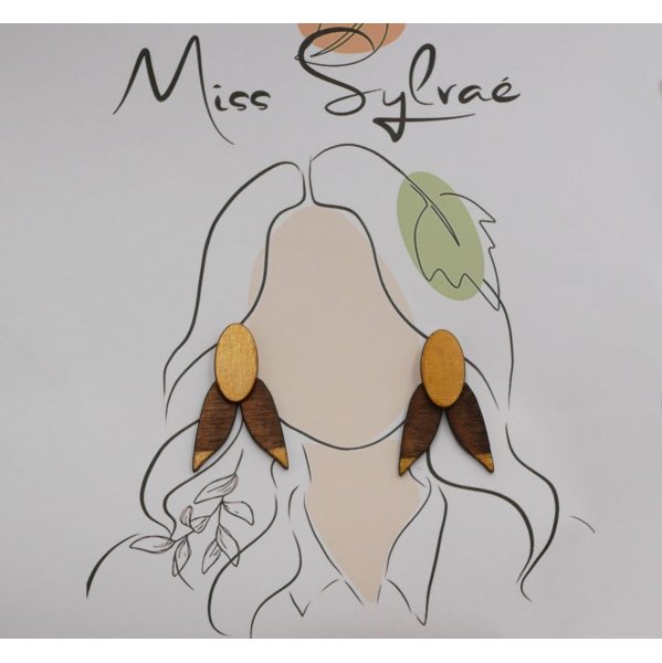 Brincos de cigarra em madeira de nogueira e dourada 