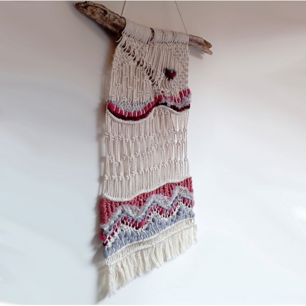 Ensemble de suspensions murales en macram&eacute; tiss&eacute; et tissage circulaire assorti