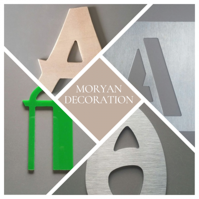 Letras decorativas de madeira ou metal, nomes de portas, suportes para decorar 