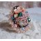 Anel boémio bordado com cristais Swarovski, facetas e missangas Miyuki