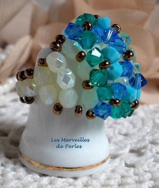 Anel aquamarine com facetas de cristal Swarovski e spinners