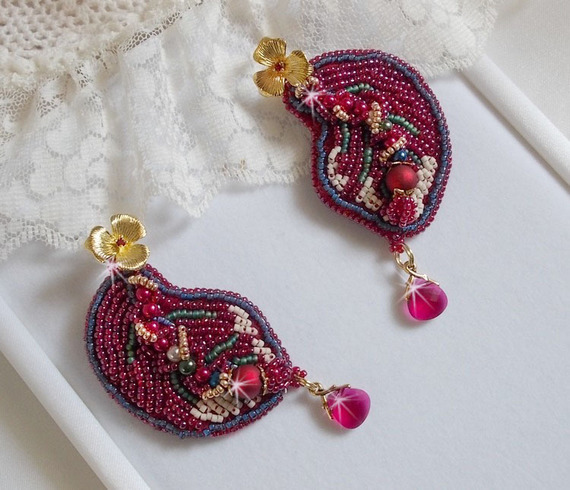 BO Enchantement d'Automne bordado com cristais Swarovski, pérolas e pérolas de sementes