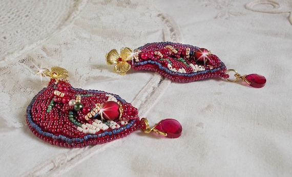 BO Enchantement d'Automne bordado com cristais Swarovski, pérolas e pérolas de sementes