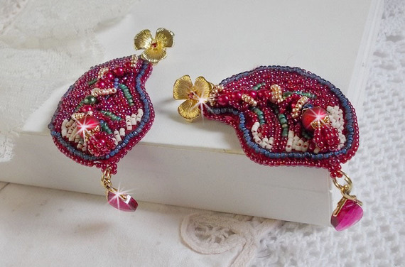 BO Enchantement d'Automne bordado com cristais Swarovski, pérolas e pérolas de sementes