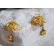 BO Girassol Ouro bordado com cristais Swarovski, rosas metálicas e missangas de sementes Miyuki
