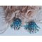 BO La Petite Sirène bordado com contas de pedra preciosa (cabochões turquesa e lascas de pedra lunar), cristais Swarovski, contas de pérolas, contas de sementes e 925 ganchos para as orelhas de prata