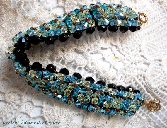 Pulseira Aurora cintilante com facetas pretas e pião colorido em cristal Swarovski