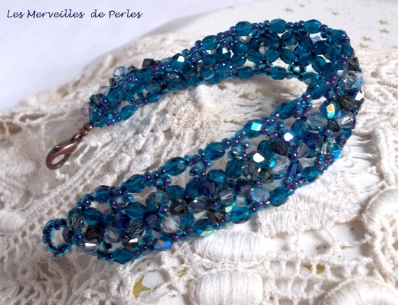 Pulseira Belle de Nuit com facetas de vidro boémio e cristais Swarovski