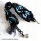 Pulseira Prestige com facetas pretas e azuis e fita de organza