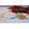 Pingente Haute-Couture Sunflower Gold bordado com contas de sementes douradas de 24 quilates, uma opala malgaxe e cristais Swarovski.