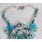 Colar Plastron La Petite Sirène Haute-Couture bordado com pedras semi-preciosas de Howlite, Moonstones e Cristais